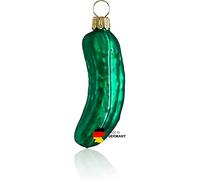 Concombre de Noël Moyen, en Verre, Vert Mat, Issu de la région des souffleurs de Verre de Lauscha, Le Concombre pour Le Sapin de Noël comme décoration d'arbre de Noël, sur cornichon américain,