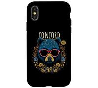Concord NC Fun Ours à Lunettes Motif Fleurs Coque pour iPhone X/XS