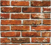 Concord Wallcoverings DC119073 Papier peint autocollant temporaire amovible Motif brique rustique 3D Rouge 53,3 x 5 m 28,7 m²
