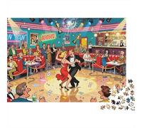 Concours de Danse Twist dans Le Restaurant Retro Puzzle en Bois Imperméable DIY Puzzles De 1000 Pièces pour Adultes Amusant Jeux De Stimulants