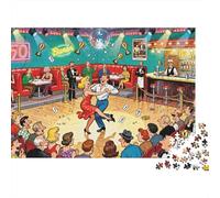 Concours de Danse Twist dans Le Restaurant Retro Puzzle en Bois Imperméable Puzzles De 1000 Pièces pour Adultes Amusant Jeux De Stimulants
