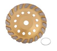 Concrete Turbo Grinding Cup Wheel, Grinding Disc Turbo Row Smoothly Cutting Grinding Wheel with Washer ID 22MM Gold for Angle Grinder (180mm)