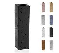 CONCRETTE Vase à Fleurs rectangulaire et élancé Fait à la Main en béton Architectural Design Original sculpté avec Petits Trous Hauteur 220 mm Noir Mat