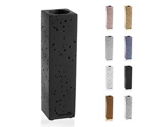 CONCRETTE Vase à Fleurs rectangulaire et élancé Fait à la Main en béton Architectural Design Original sculpté avec Petits Trous Hauteur 220 mm Noir Mat