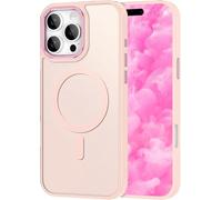 Conçu pour iPhone 15 Pro Max avec coque Aerospace-Grade Aluminum Lens Guard Protection militaire contre les chutes Finition mate translucide ultra-mince avec revêtement anti-empreintes 6.7" rose