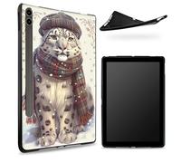 Conçu pour Samsung Galaxy Tab S6 10,5" 2019 SM - Coque T860/T865, dos en caoutchouc TPU mat avec animaux guépard en tenue d'hiver, coque de protection fine en silicone souple antichoc avec porte-stylo