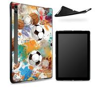 Conçu pour Samsung Galaxy Tab S6 10,5" 2019 SM - Coque T860/T865, dos en caoutchouc TPU mat avec ballons de football, coque de protection fine en silicone souple antichoc avec porte-stylo S
