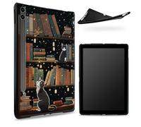 Conçu pour Samsung Galaxy Tab S6 10,5" 2019 SM - Coque T860/T865, dos en caoutchouc TPU mat avec bibliothèque de chats, coque de protection fine en silicone souple antichoc avec porte-stylo S