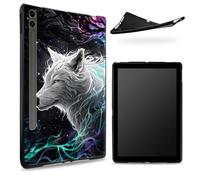Conçu pour Samsung Galaxy Tab S6 10,5" 2019 SM - Coque T860/T865, dos en caoutchouc TPU mat avec loup blanc magique, coque de protection fine en silicone souple antichoc avec porte-stylo S