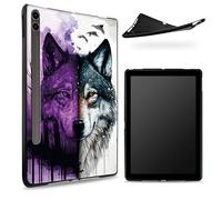 Conçu pour Samsung Galaxy Tab S6 10,5" 2019 SM - Coque T860/T865, dos en caoutchouc TPU mat avec loup de la forêt abstraite, coque de protection fine en silicone souple antichoc avec porte-stylo S