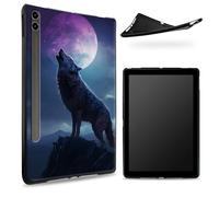Conçu pour Samsung Galaxy Tab S6 10,5" 2019 SM - Coque T860/T865, dos en caoutchouc TPU mat avec loup hurlant, coque de protection fine en silicone souple antichoc avec porte-stylo S