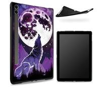Conçu pour Samsung Galaxy Tab S6 10,5" 2019 SM - Coque T860/T865, dos en caoutchouc TPU mat avec lunes de loup, coque de protection fine en silicone souple antichoc avec porte-stylo S