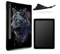 Conçu pour Samsung Galaxy Tab S6 10,5" 2019 SM - Coque T860/T865, dos en caoutchouc TPU mat avec motif loup, coque de protection fine en silicone souple antichoc avec porte-stylo S