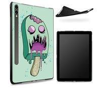 Conçu pour Samsung Galaxy Tab S7/S8 SM -X700/X706/T870/T875/T878, dos en caoutchouc TPU mat avec crème glacée zombie, coque fine en caoutchouc souple en silicone avec porte-stylo S