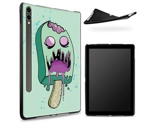 Conçu pour Samsung Galaxy Tab S7/S8 SM -X700/X706/T870/T875/T878, dos en caoutchouc TPU mat avec crème glacée zombie, coque fine en caoutchouc souple en silicone avec porte-stylo S