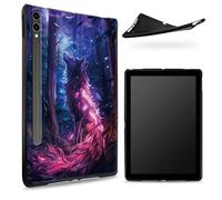 Conçu pour Samsung Galaxy Tab S7/S8 SM -X700/X706/T870/T875/T878, dos en caoutchouc TPU mat avec loup magique, coque fine en caoutchouc souple en silicone avec porte-stylo S