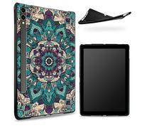 Conçu pour Samsung Galaxy Tab S7/S8 SM -X700/X706/T870/T875/T878, dos en caoutchouc TPU mat avec mandala rétro, coque fine en caoutchouc souple en silicone avec porte-stylo S