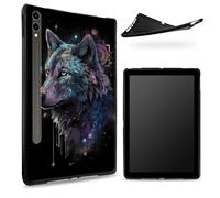 Conçu pour Samsung Galaxy Tab S7/S8 SM -X700/X706/T870/T875/T878, dos en caoutchouc TPU mat avec motif loup, coque fine en caoutchouc souple en silicone avec porte-stylo S