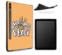 Conçu pour Samsung Galaxy Tab S7/S8 SM -X700/X706/T870/T875/T878, dos en caoutchouc TPU mat avec signe de paix coloré, coque fine en caoutchouc souple en silicone avec porte-stylo S
