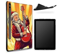 Conçu pour Samsung Galaxy Tab S8 Plus 2022/S7 FE 2021/S7 Plus 2020 12,5", dos en caoutchouc TPU mat avec Père Noël guitariste, coque fine en silicone souple avec porte-stylo S