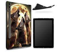 Conçu pour Samsung Galaxy Tab S8 Plus 2022/S7 FE 2021/S7 Plus 2020 12,5", dos en caoutchouc TPU mat avec loup hurlant, coque fine en silicone souple avec porte-stylo S
