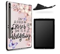 Conçu pour Samsung Galaxy Tab S8 Plus 2022/S7 FE 2021/S7 Plus 2020 12,5", dos en caoutchouc TPU mat avec papillon Sakura, coque fine en silicone souple avec porte-stylo S