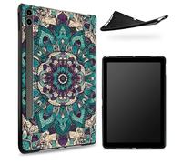 Conçu pour Samsung Galaxy Tab S8 Plus 2022/S7 FE 2021/S7 Plus 2020 12,5", dos en caoutchouc TPU mat avec mandala rétro, coque fine en silicone souple avec porte-stylo S