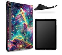 Conçu pour Samsung Galaxy Tab S8 Plus 2022/S7 FE 2021/S7 Plus 2020 12,5", dos en caoutchouc TPU mat avec Art Universe Galaxy, coque fine en silicone souple avec porte-stylo S