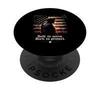 Conçu pour Servir. Born to Protect. Silhouette de Soldat Militaire PopSockets PopGrip Adhésif