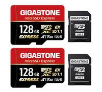 【Conçu pour Switch 2】 GIGASTONE MicroSDXC Express 128 Go (2 pièces), SD 7.1, R/W Jusqu’à 880/500 Mo/s, A1 V30 U3, Compatible Switch 2 et appareils Photo Professionnels, avec 2 adaptateurs SD.