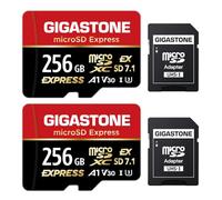 【Conçu pour Switch 2】 GIGASTONE microSDXC Express 256 Go (2 pièces), SD 7.1, R/W Jusqu’à 880/650 Mo/s, A1 V30 U3, Compatible Switch 2 et appareils Photo Professionnels, avec 2 adaptateurs SD.