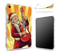 Conçue pour iPad 9{^>e<^} génération 2021/8{^>e<^} génération 2020/7{^>e<^} génération 2019 10,2", dos transparent avec Père Noël guitariste, protection des coins en TPU souple et résistante aux chocs