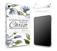 Conçue pour iPad 9{^>e<^} génération 2021/8{^>e<^} génération 2020/7{^>e<^} génération 2019 10,2", dos transparent avec fleurs Philippiens 4:13, coque fine et souple en TPU résistant aux chocs