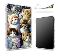 Conçue pour iPad Air 5e génération 2022/iPad Air 4e génération 2020 11", dos transparent avec famille de chats, coque fine et souple en TPU résistant aux chocs