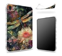 Conçue pour iPad Air 5e génération 2022/iPad Air 4e génération 2020 11", dos transparent avec libellule, belle coque fine et souple en TPU résistant aux chocs