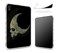 Conçue pour iPad Air 5e génération 2022/iPad Air 4e génération 2020 11", dos transparent avec tête de mort et lune, protection des coins en TPU souple et fine, résistante aux chocs