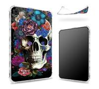 Conçue pour iPad Air 5e génération 2022/iPad Air 4e génération 2020 11", dos transparent avec tête de mort en sucre, coque fine et souple en TPU résistant aux chocs