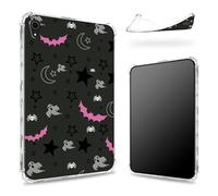 Conçue pour iPad Air 5e génération 2022/iPad Air 4e génération 2020 11", dos transparent avec tête de mort gothique, lune, étoiles, chauve-souris, protection des coins en TPU souple, résistante aux