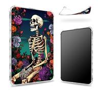 Conçue pour iPad Air 5e génération 2022/iPad Air 4e génération 2020 11", dos transparent avec tête de mort, coque fine et souple en TPU résistant aux chocs