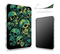 Conçue pour la toute nouvelle tablette Kindle Fire HD 10 (13e génération, version 2023) 10,1", dos transparent avec crâne vert fluo, protection des coins en TPU souple et fine, résistante aux chocs