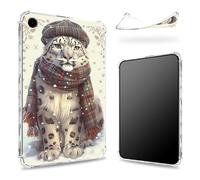 Conçue pour Samsung Galaxy Tab Galaxy Tab A9+/A9 Plus 11" 2023, dos transparent avec animaux guépard en tenue d'hiver, coque fine et souple en TPU protection des coins antichoc