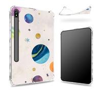 Conçue pour Samsung Galaxy Tab S8 Plus 2022/S7 FE 2021/S7 Plus 2020 12,5" avec porte-stylo, dos transparent avec galaxie colorée, coque fine en TPU souple antichoc