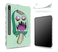 Conçue pour Samsung Galaxy Tab S8 Plus 2022/S7 FE 2021/S7 Plus 2020 12,5" avec porte-stylo, dos transparent avec crème glacée zombie - Coque fine en TPU souple antichoc