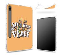 Conçue pour Samsung Galaxy Tab S8 Plus 2022/S7 FE 2021/S7 Plus 2020 12,5" avec porte-stylo, dos transparent avec signe de paix coloré, coque fine en TPU souple antichoc