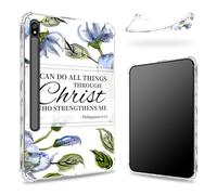 Conçue pour Samsung Galaxy Tab S8 Plus 2022/S7 FE 2021/S7 Plus 2020 12,5" avec porte-stylo S, dos transparent avec fleurs Philippiens 4:13, coque fine et souple en TPU résistant aux chocs
