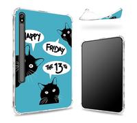 Conçue pour Samsung Galaxy Tab S8 Plus 2022/S7 FE 2021/S7 Plus 2020 12,5" avec porte-stylo S, dos transparent avec vendredi 13, coque fine en TPU souple antichoc