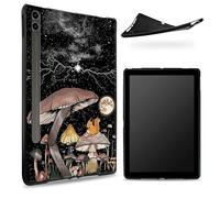 Conçue pour Samsung Galaxy Tab S8 Plus 2022 / S7 FE 2021 / S7 Plus 2020 12,5", dos en caoutchouc TPU mat avec motif champignon, lune, écureuil, coque fine en silicone souple avec porte-stylo S