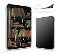 Conçue pour Samsung Galaxy Tab S9 FE 5G 11,9" 2023 avec porte-stylo, dos transparent avec bibliothèque de chats, coque fine en TPU souple antichoc