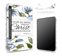 Conçue pour Samsung Galaxy Tab S9 FE 5G 11,9" 2023 avec porte-stylo S, dos transparent avec fleurs Philippiens 4:13, coque fine et souple en TPU résistant aux chocs