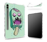 Conçue pour Samsung Galaxy Tab S9 FE Plus 5G 12,4" 2023 avec porte-stylo, dos transparent avec crème glacée zombie, fine et souple en TPU résistant aux chocs